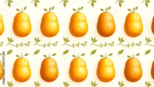 Potato pattern in 2 rows on a light background