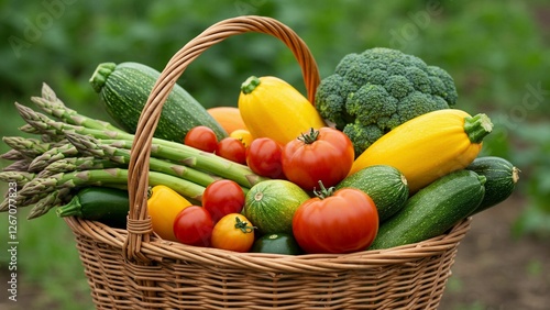 Fresh Vegetables in Wicker Basket