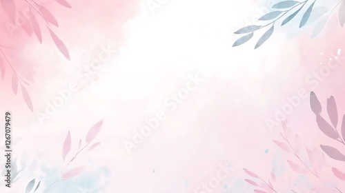 Delicate Watercolor Branches With Soft Pink And Blue Hues