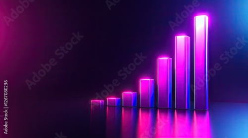 A sleek D bar graph rising with bright neon lighting, representing progress, success, and financial growth. Free Download A sleek D bar graph rising with bright neon lighting, representing progress, success, and financial growth. - GFXLoad
