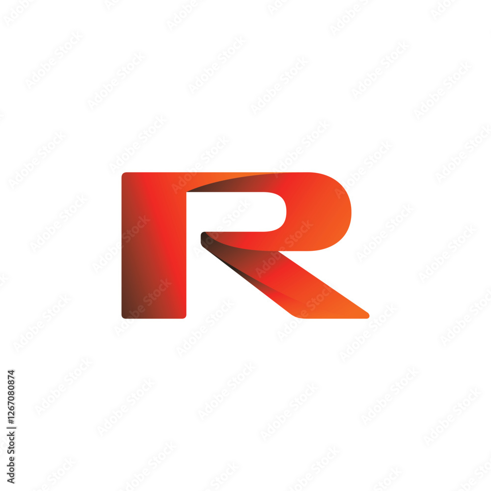 Modern Orange Gradient Wide Letter R Logo Design Modern Orange Gradient Wide Letter R Logo Design
