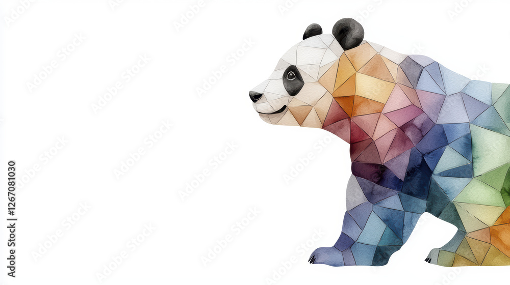 Fototapeta premium colorful geometric panda illustration with playful expression