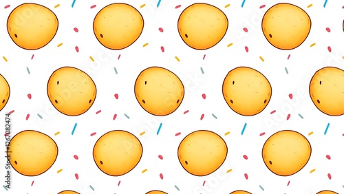 Potato pattern in 2 rows on a light background 