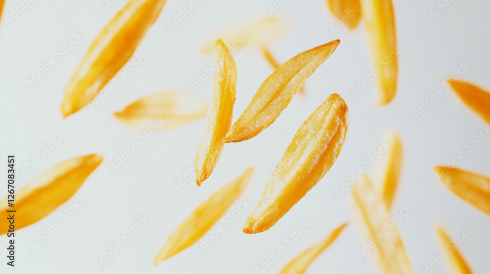 Floating grains of golden rice create a mesmerizing dance in mid-air during harvest season Floating grains of golden rice create a mesmerizing dance in mid-air during harvest season