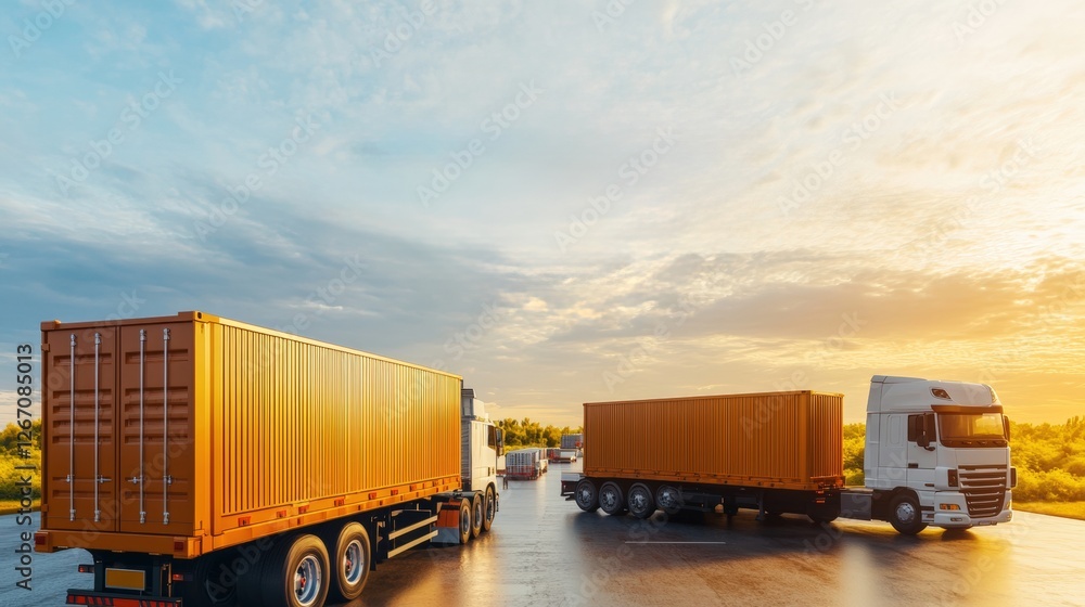 Truck on the road representing dynamic transportation and logistics concept in modern infrastructure Truck on the road representing dynamic transportation and logistics concept in modern infrastructure