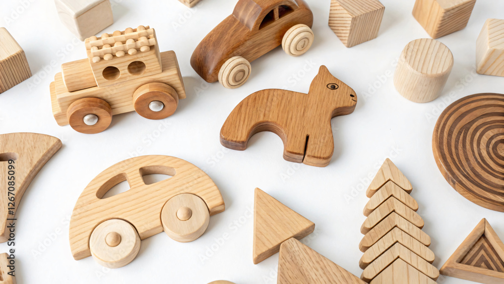 Assorted Wooden Toys for Creative Play and Educational Development in Children Assorted Wooden Toys for Creative Play and Educational Development in Children