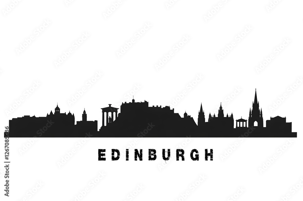 Naklejka premium Edimburgo skyline, con tutti i monumenti