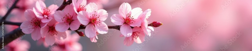 Delicate pink petals unfolding on cherry blossom branches, blossoms, bloom, pink Delicate pink petals unfolding on cherry blossom branches, blossoms, bloom, pink