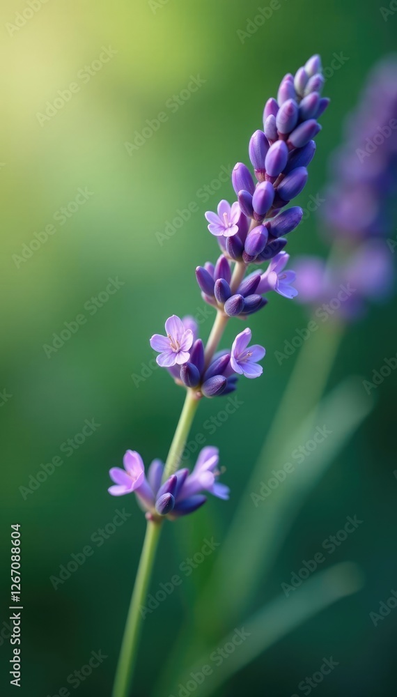 Obraz premium Delicate twig with lavender flowers gently swaying, plant, greenery, twigs