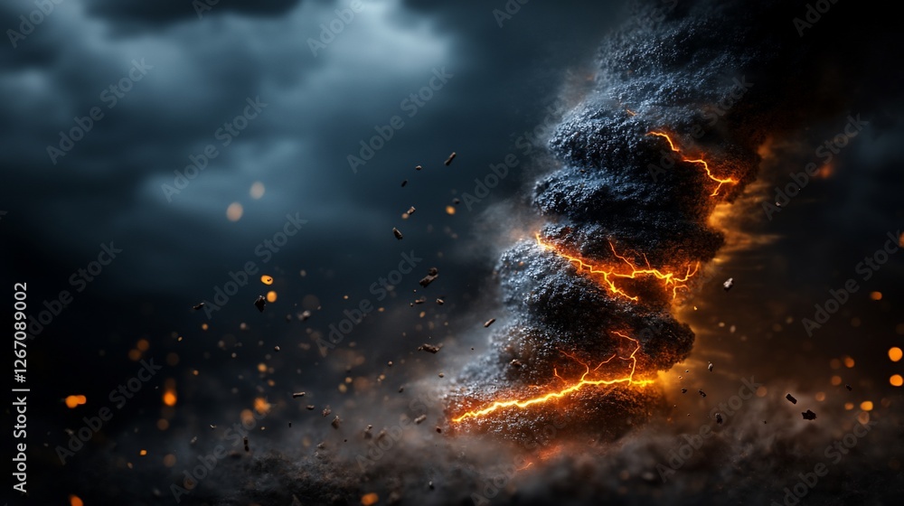Fototapeta premium Fiery Vortex: A Digital Depiction of a Volcanic Tornado