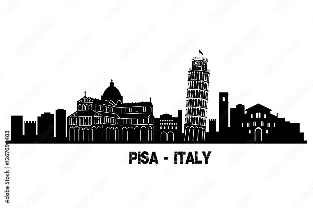 Fototapeta premium Pisa skyline con tutti i monumenti