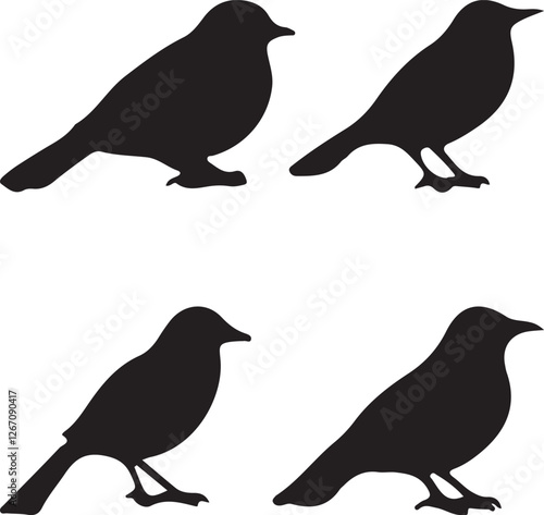 set of birds silhouettes