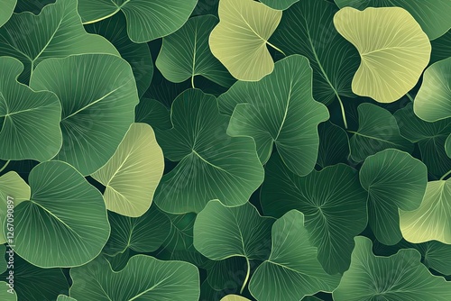 Seamless pattern of gingko leaf. An endless pattern of green leaves.