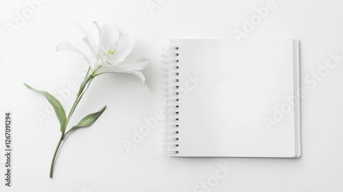 Wallpaper Mural High-resolution mockup of an open white spiral notebook, displaying blank pages against a clean white background for design presentations. Torontodigital.ca