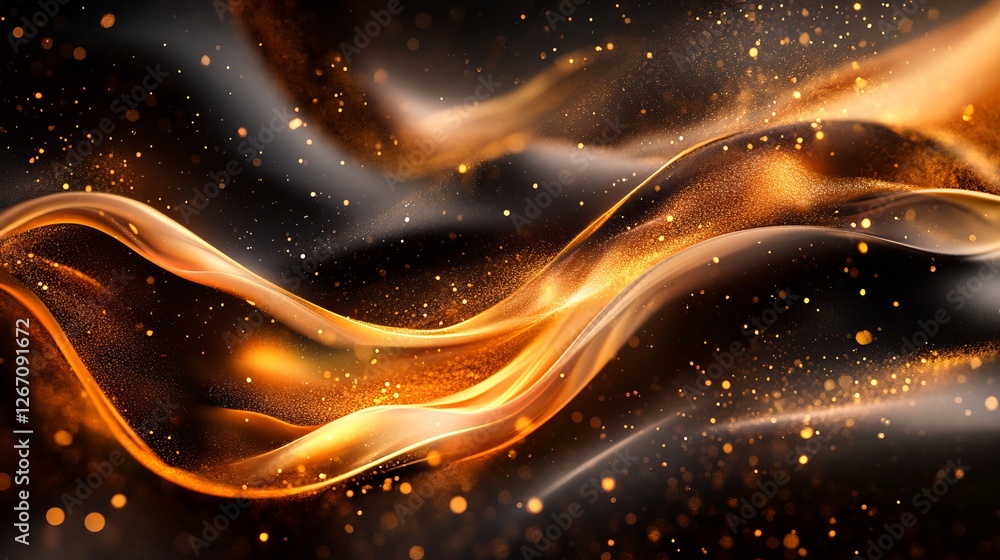 Fototapeta premium Elegant Gold and Black Background Featuring a Graceful Wave of Light Creating a Striking Visual Contrast Evoking Sophistication and Luxury Ideal for Artistic and Modern Designs