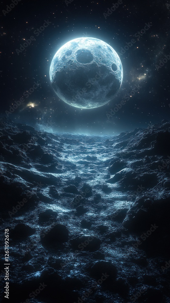 Celestial Serenity: A Moonlit Lunar Landscape Celestial Serenity: A Moonlit Lunar Landscape