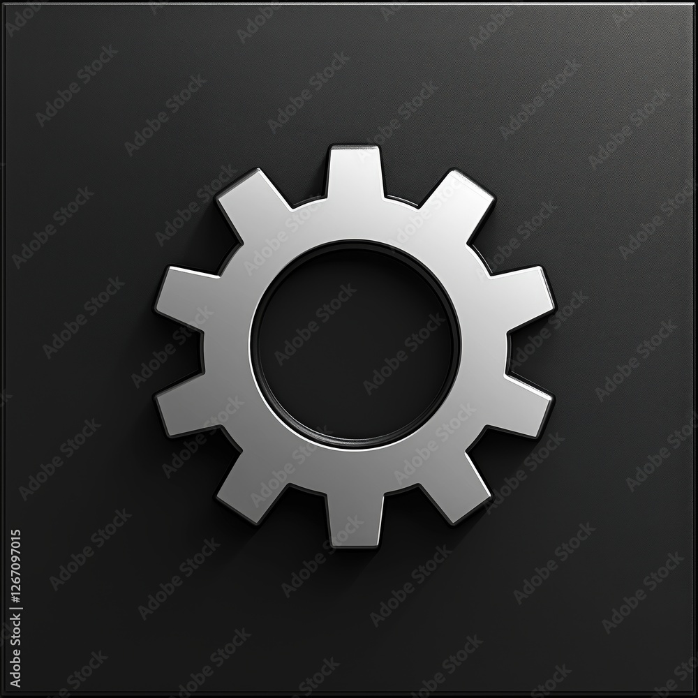 Close-up of a metallic gear icon on a textured dark background, symbolizing settings or machinery. Close-up of a metallic gear icon on a textured dark background, symbolizing settings or machinery.