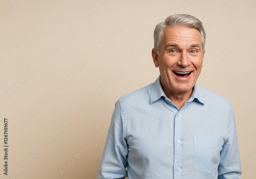 Joyful Senior Man in Blue Shirt - Expressive and Lively Portrait Photograph for Lifestyle and Well-being Projects Joyful Senior Man in Blue Shirt - Expressive and Lively Portrait Photograph for Lifestyle and Well-being Projects