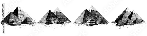 The Great Pyramid Of Giza hand drawn Illustration. Engraving black ink vector illustration