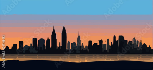 sunset over the city
