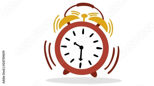 Alarm clock flat animated icon. Alarm clock, wake-up. Motion graphics