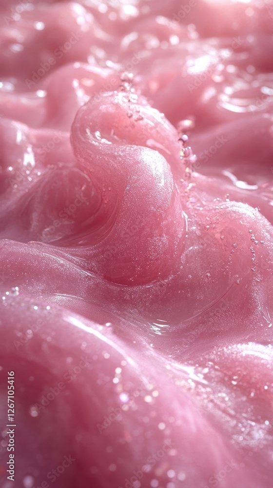 Fototapeta premium Pink Liquid Abstract Swirls: A Close-Up of Shimmering, Textured Pink Substance