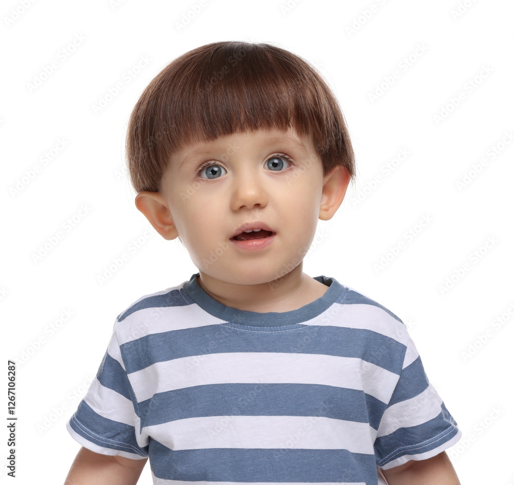 Portrait of adorable little boy on white background Portrait of adorable little boy on white background