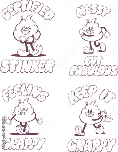 Retro groovy mascot character design