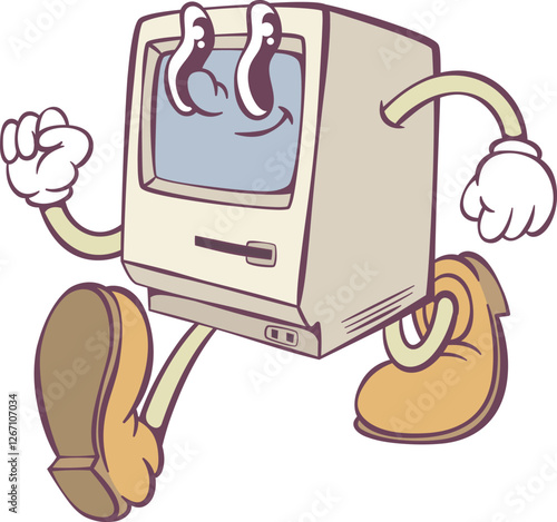 Retro groovy mascot character design