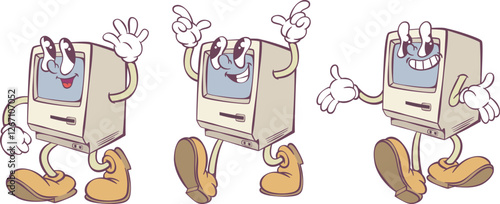 Retro groovy mascot character design