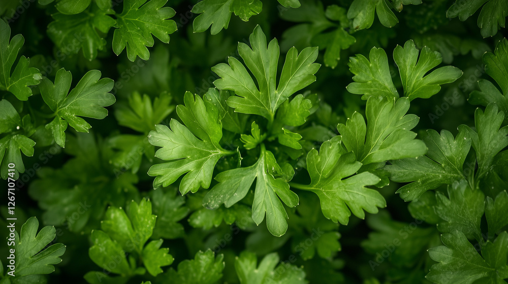 A full-frame close-up of vibrant green parsley leaves, showcasing the lush texture of organic cultivation in the garden. A full-frame close-up of vibrant green parsley leaves, showcasing the lush texture of organic cultivation in the garden.