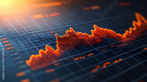 Obraz na płótnie Rising and Falling: A close-up, graphic representation of a financial graph with dynamic lines representing market fluctuations, captures the volatility and uncertainty of investments. w salonie