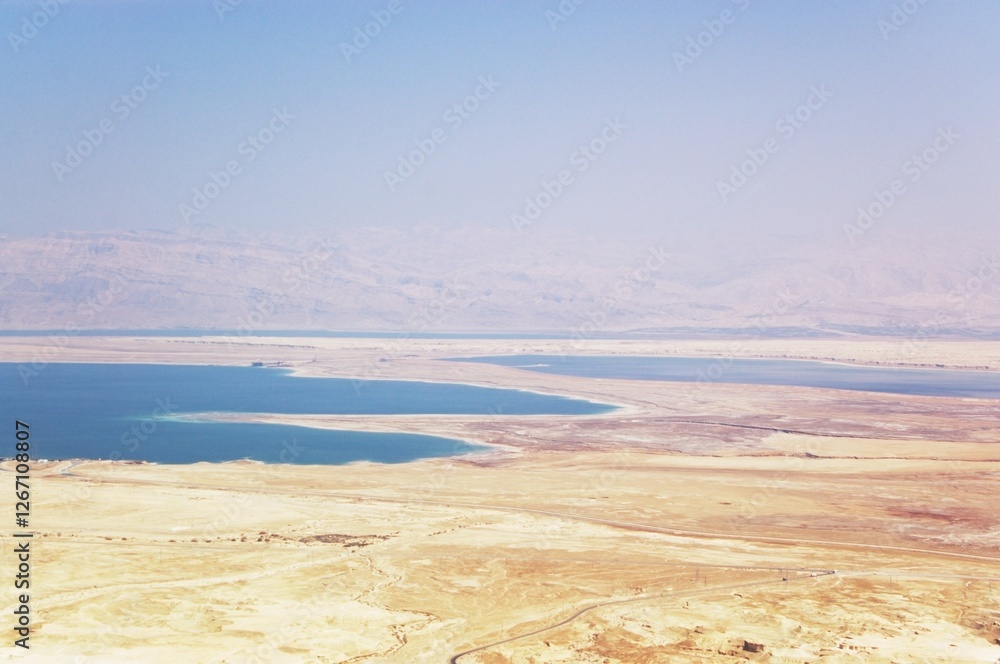 Bird-eye view on dead sea and Negev desert in Israel Bird-eye view on dead sea and Negev desert in Israel