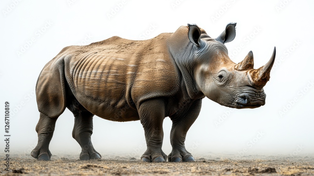 Fototapeta premium powerful rhinoceros isolated on transparent background