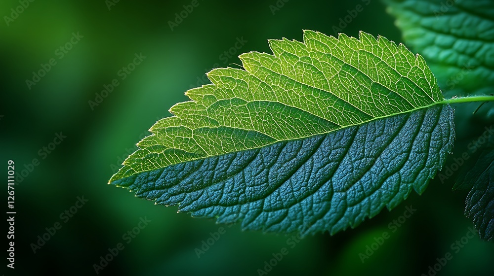 A Single Green Leaf Illuminated By Sunlight A Single Green Leaf Illuminated By Sunlight