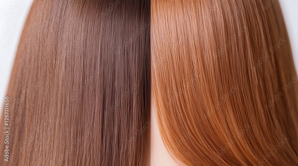 Dark and Light Brown Hair Comparison Smooth, Shiny Straight Hair Texture Close Up Dark and Light Brown Hair Comparison Smooth, Shiny Straight Hair Texture Close Up
