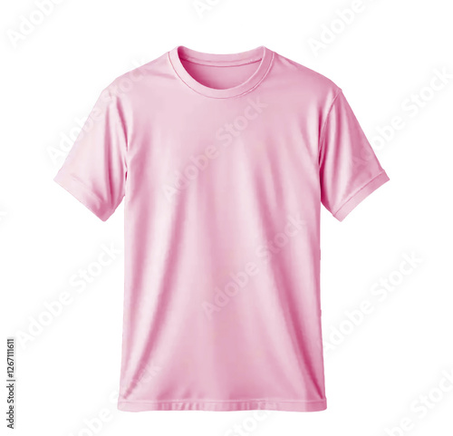 Minimalist plain light pink t-shirt mockup isolated on transparent background, blank apparel template for branding, design, and print-on-demand