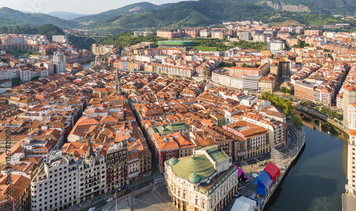 Obraz na płótnie Aerial view of the Bilbao old town, Basque country, Spain w salonie
