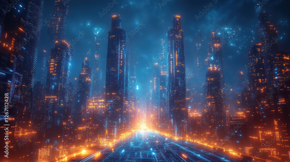 Neon Cityscape: A Futuristic Metropolis at Night Neon Cityscape: A Futuristic Metropolis at Night