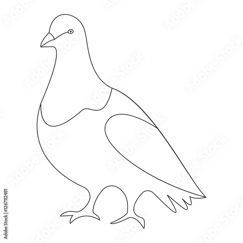 Pigeon bird one line art illustration