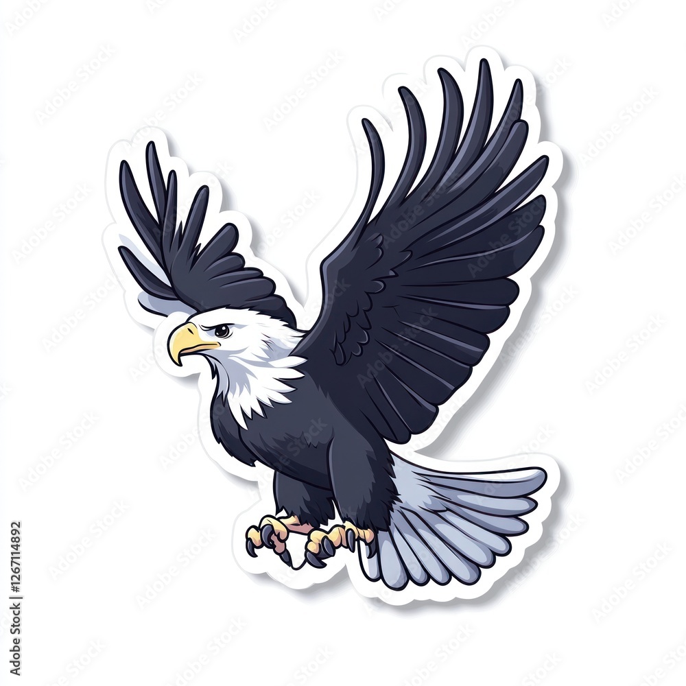 Obraz premium American Bald Eagle soaring, wings spread. Symbol of freedom. Possible for stickers, prints