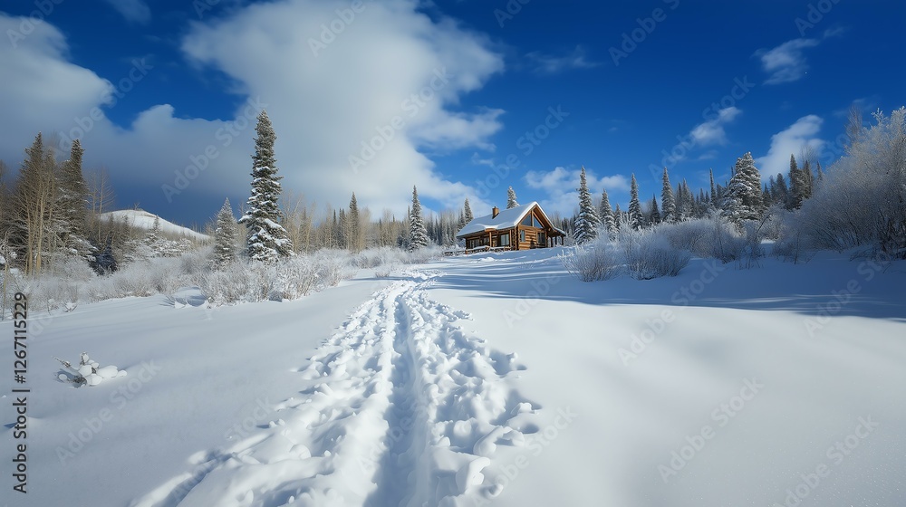 Path to the Cabin A snowcovered trail leading toward the warm retreat Path to the Cabin A snowcovered trail leading toward the warm retreat