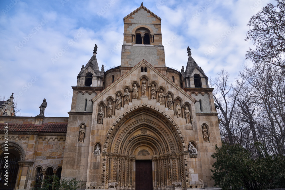 Budapest city, Hungarian capital - Jaki chapel next to Vajdahunyad castle. Budapest city, Hungarian capital - Jaki chapel next to Vajdahunyad castle.