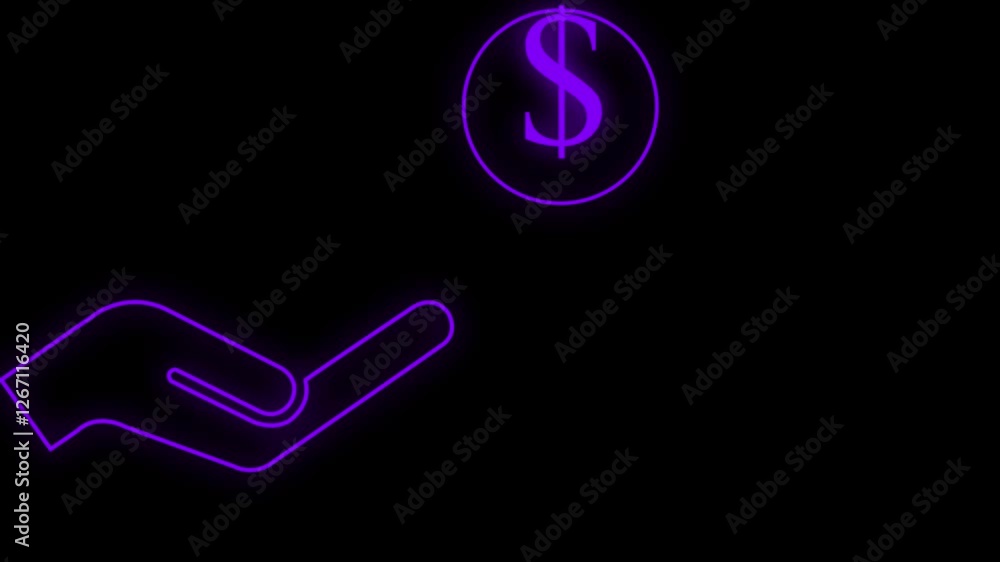 Creative hand dollar Vertical symbol on bright backgro blue color black background Creative hand dollar Vertical symbol on bright backgro blue color black background
