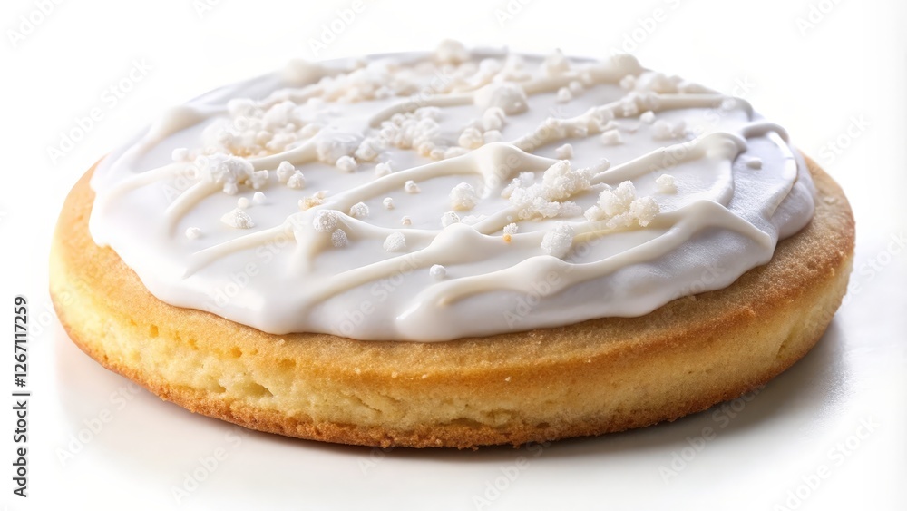 Round Cake with White Icing and Sprinkles on White Background Round Cake with White Icing and Sprinkles on White Background