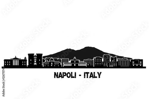 Napoli skyline, con tutti i palazzi e il Vulcano