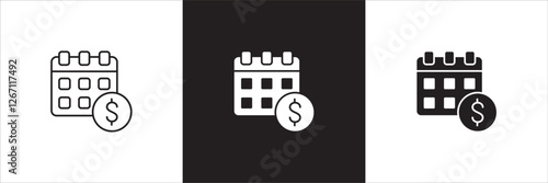 Calendar icon set. Planner icons. Event alert icon. Symbol of organizer, payday,reminder, agenda, schedule. Vector stock illustration thin line design.