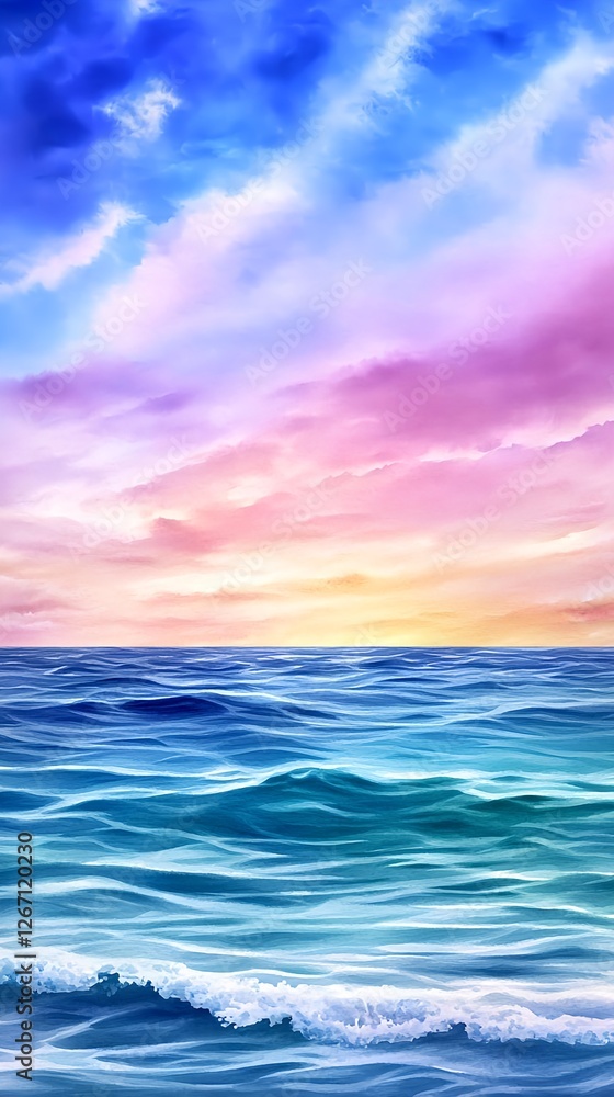Fototapeta premium Pastel Ocean Sunset Seascape - Pastel colors