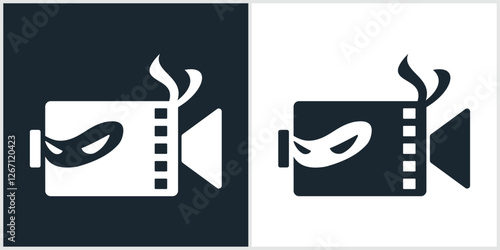 Ninja VIDEO CAMERA Logo Design Vector Icon Symbol Illustrations.