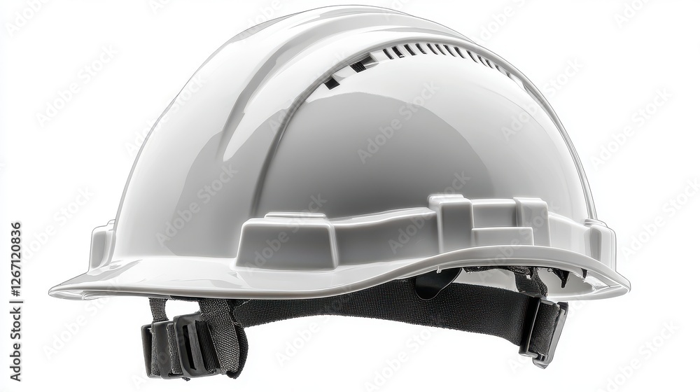 Fototapeta premium side view of a new white safety helmet isolated on transparent background